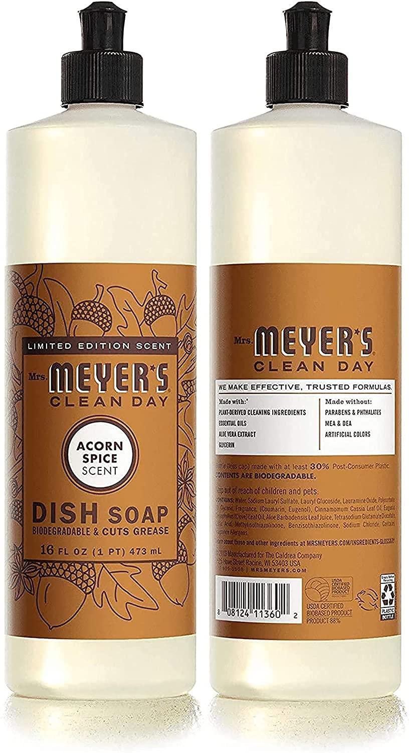 MRS. MEYER'S CLEAN DAY Mrs. Meyer\'s Liquid Dish Soap, Acorn Spice, 16 OZ (Pack - 3)