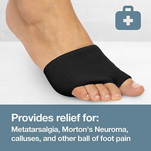 ZenToes ZenToes Metatarsal Pads for Men and Women - Ball of Foot Pain Relief Cushions for Sesamoiditis, Metatarsalgia, Morton's Neuroma - 2 Pairs Fabric Sleeves with Gel Inserts (Small, Black)