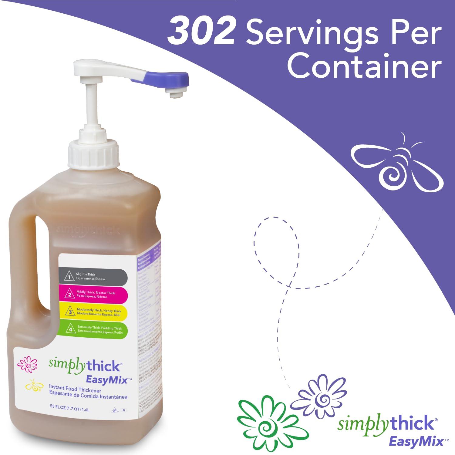 Simply Thick SimplyThick EasyMix | 302 Servings | Gel Thickener for those with Dysphagia & Swallowing Disorders | Won't Alter The Taste of Liquid | Easy to Prepare | Large 55 Fl Oz Bottle with Pump