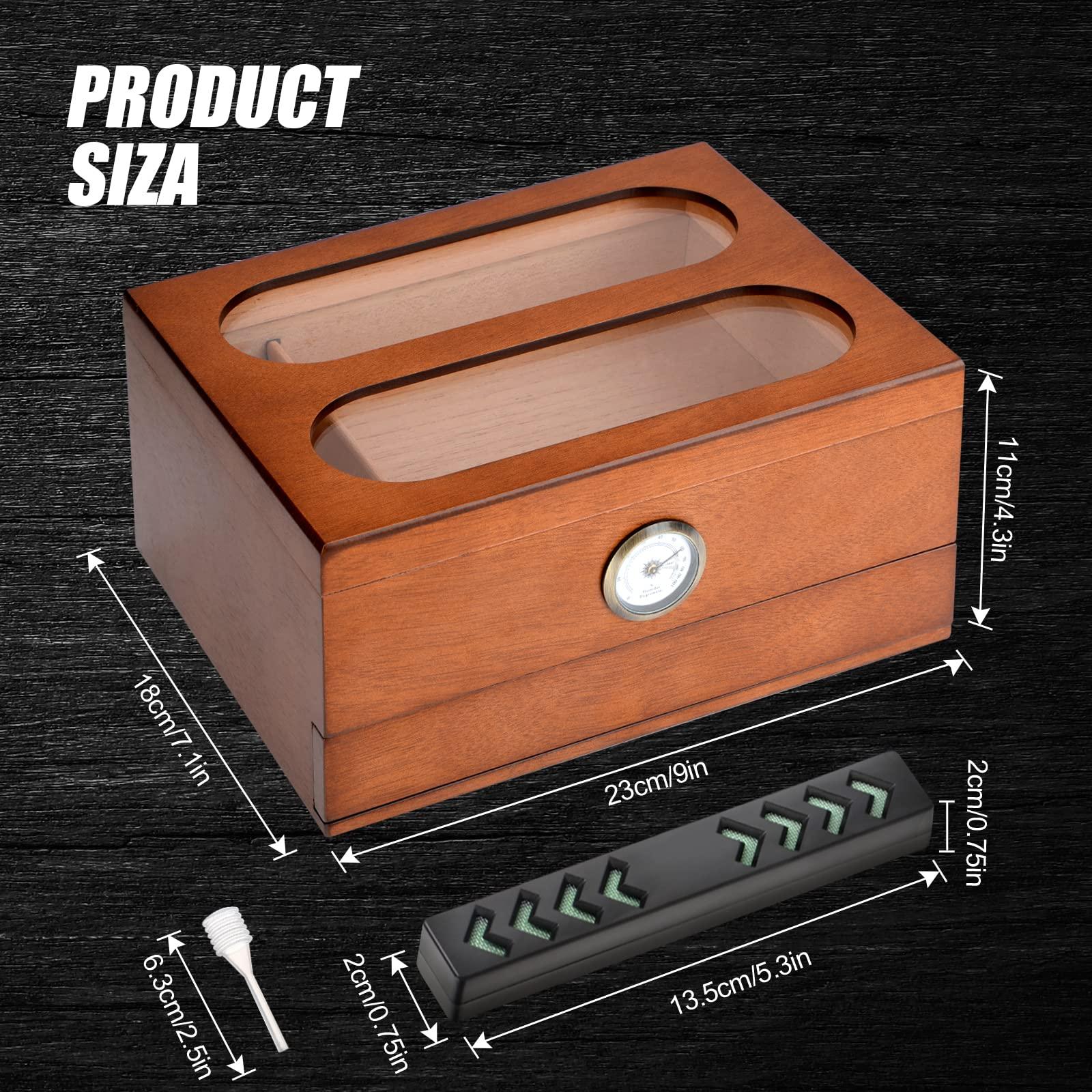 COOL KNIGHT COOL KNIGHT Cigar Humidor with Front Hygrometer, Humidifier and Accessory Drawers-Tempered Glass Top Cigar Humidor Box - Spanish Cedar Humidor-Desktop Humidor That can Hold 20-35 Cigars.