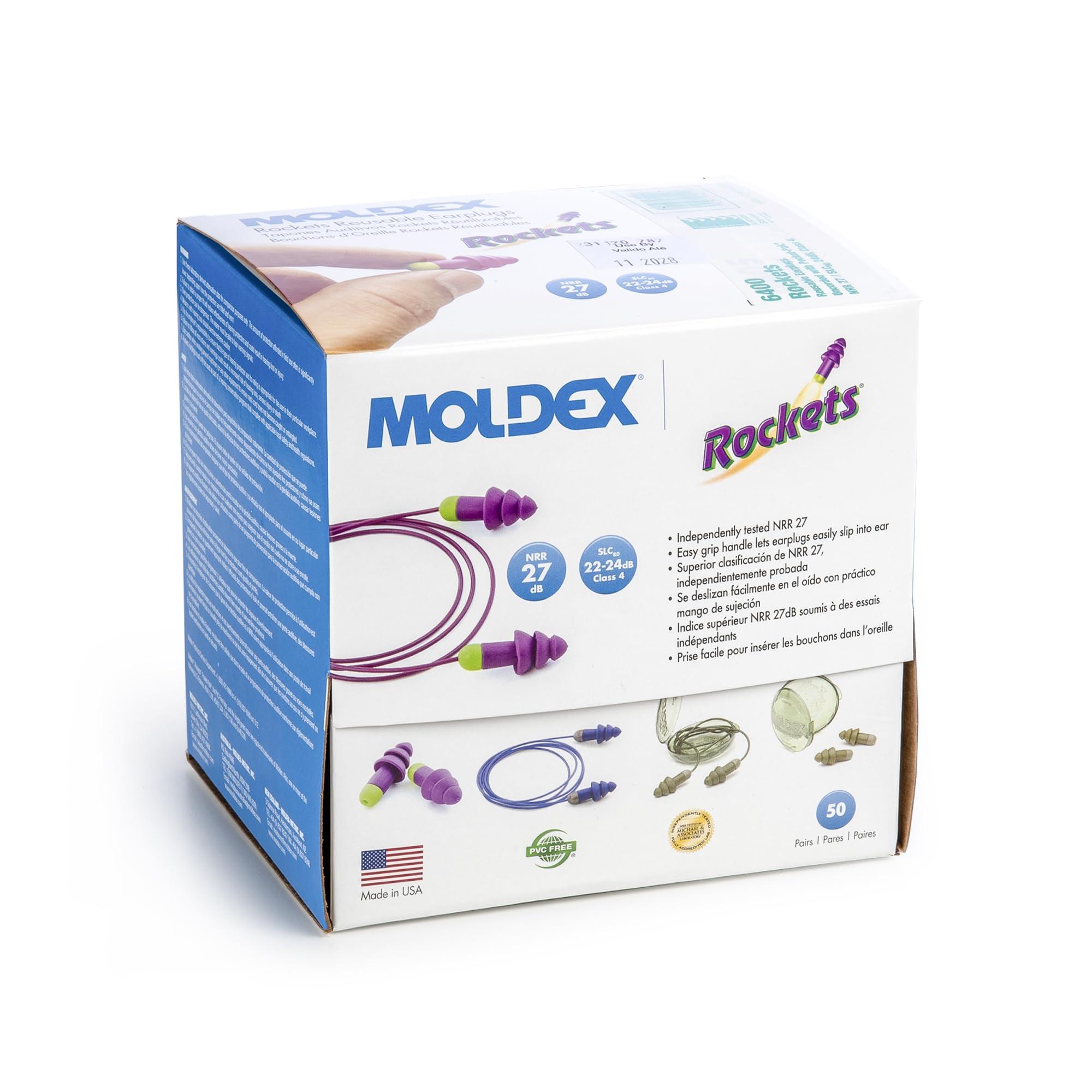 Rockets Moldex Rockets Metal Detectable Corded Reusable Earplug 6415, NRR 27dB