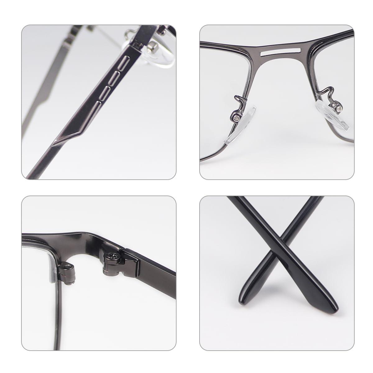 Vepiant Vepiant Photochromic Bifocal Reading Glasses Men Women Transition Sunglasses UV400 Protection Sun Readers Far and Near Dual-Use Blue Light Blocking Eyeglasses Full Rim Metal Frame Presbyopia Eyewear