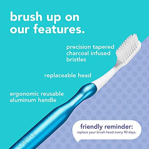 hello hello Manual Adult Blue Toothbrush Replacement Head Refills, Soft Tapered Bristles, BPA Free, 2 count, 4 Toothbrush Refill Heads