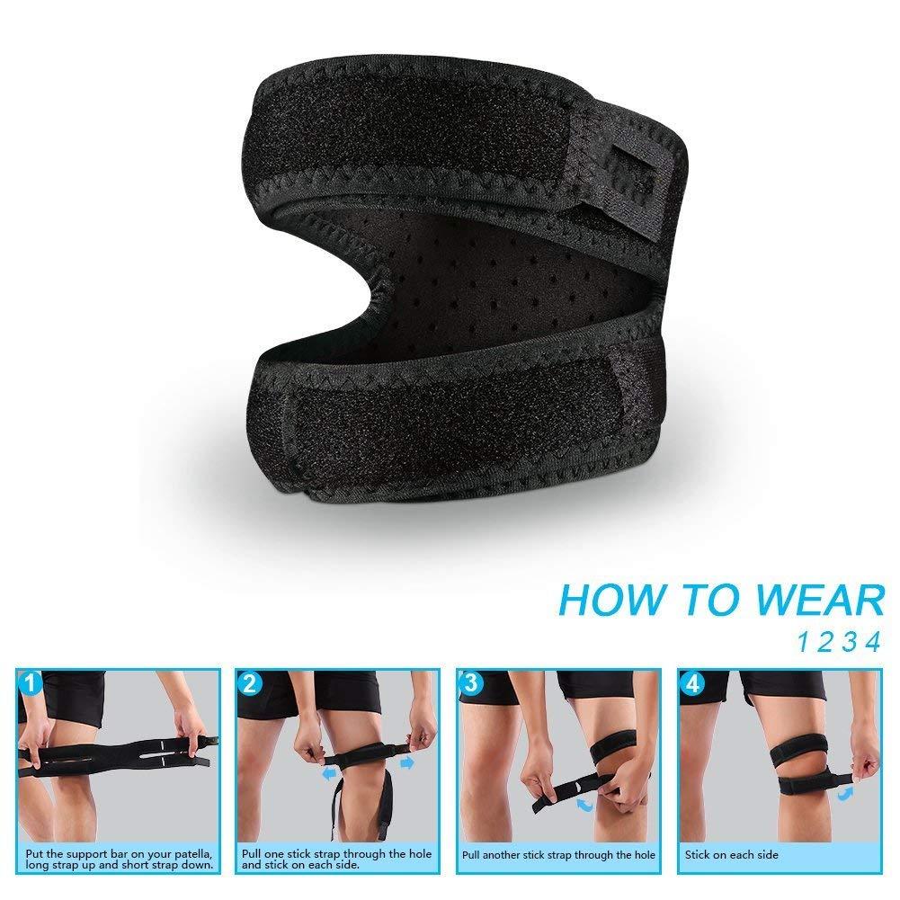Yosoo Yosoo Patella Tendon Support Knee Strap, Adjustable Neoprene Infrapatellar Strap Band Brace for Knee Support Fits Running Basketball Outdoor Sports (L 15''-22'' Under Patella)