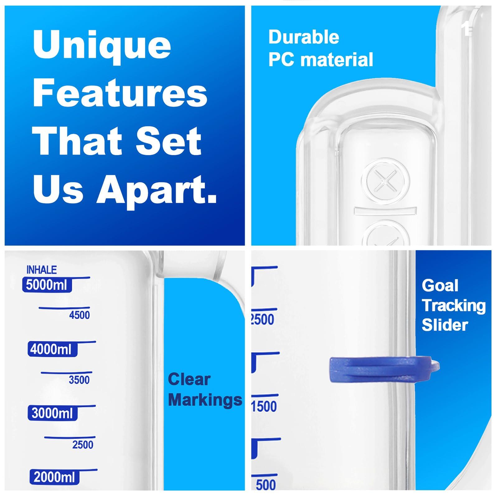 Oxgeda Incentive Spirometer, Breathing Exercise Device for Lungs, 5000ml Capacity for Deep Inhalation, Durable Medical-Grade PC Material | Airflow Indicator for Steady Inhalation Practice