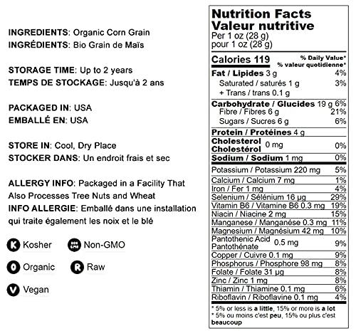 Food to Live Food to Live Organic Yellow Whole Corn, 10 Pounds - Non-GMO Maize, Cleaned and Dried Kernels, Vegan, Kosher, Bulk Cereal Grain, Good Source of B vitamins, Thiamin, and Folate