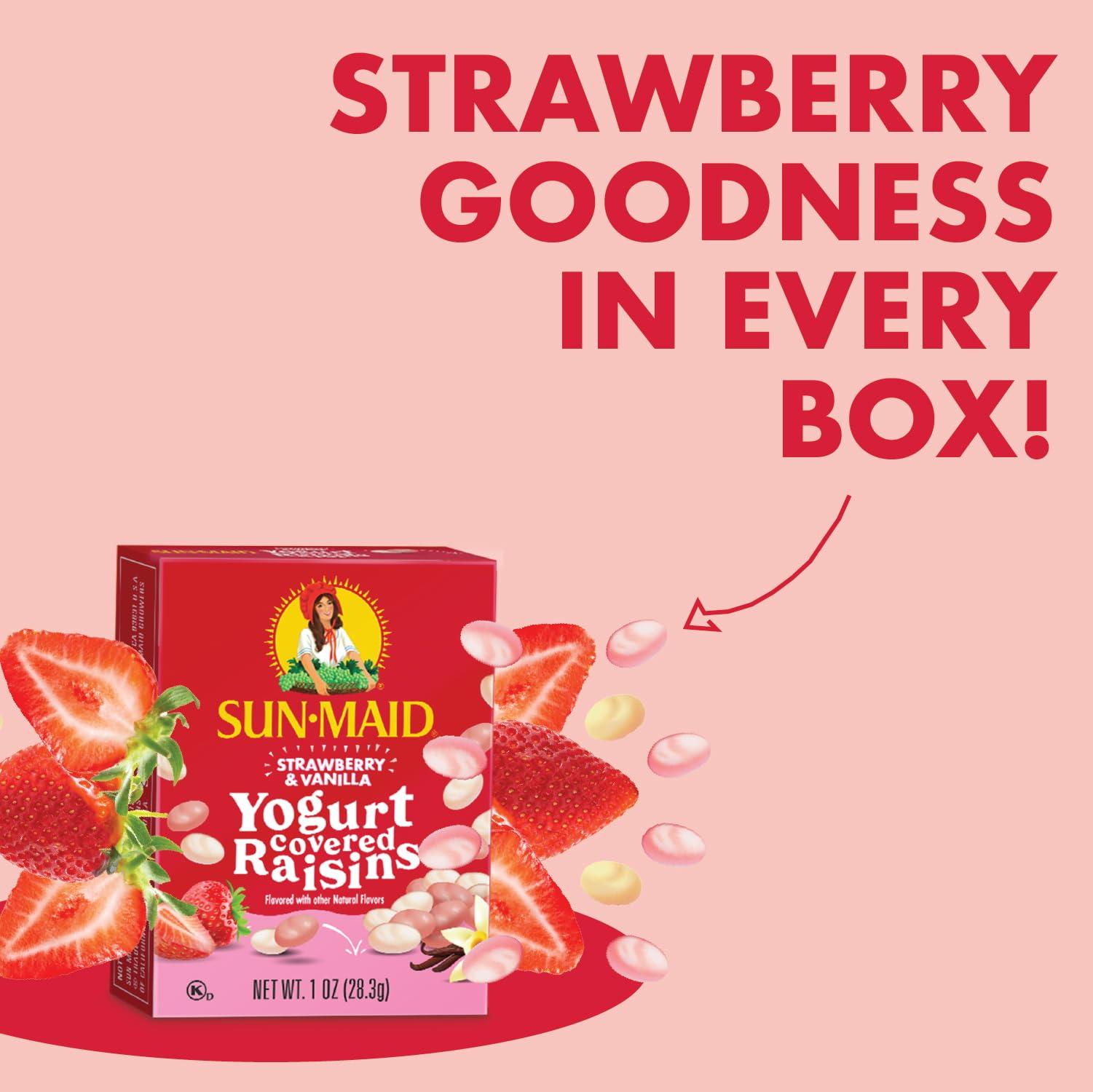 Sun-Maid Sun-Maid Strawberry & Vanilla Yogurt Coated Raisins - (6 Pack) 1 oz Snack-Size Box - Yogurt Covered Dried Fruit Snack for Lunches and Snacks