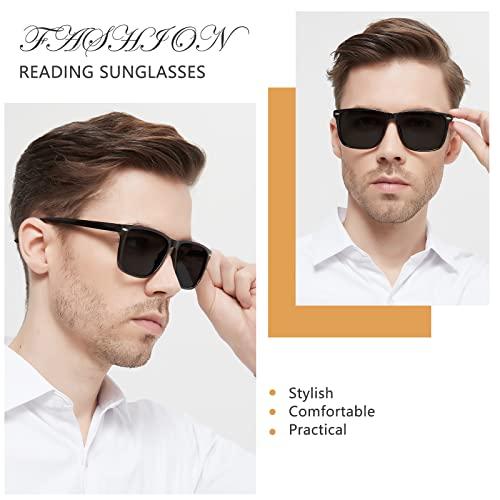 WEMOOTANTS WEMOOTANTS Men\'s Reading Sunglasses 3.0 Big Square Readers Glasses 100 125 150 175 200 225 250 275 300 350 400 Spring Hinges (Black 3.00)