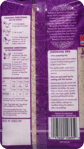 Mahatma Mahatma Jasmine Rice, 32-Ounce Bag of Rice, Thai, Indian, or Cambodian Fragrant Flavored Rice, Stovetop or Microwave Rice
