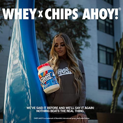 GHOST GHOST Whey Protein Powder, Chips Ahoy - 2LB Tub, 25G of Protein - Chocolate Chip Cookie Flavored Isolate, Concentrate & Hydrolyzed Whey Protein Blend