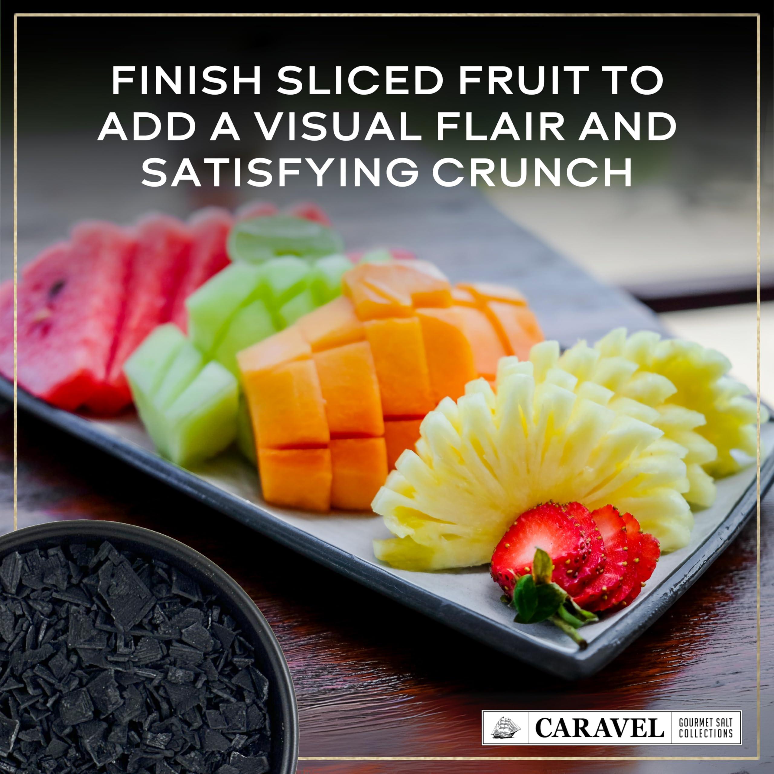 Caravel Gourmet Black Pyramid Sea Salt Flakes, Gourmet Flaky Finishing Salt, 2 oz Jar - Caravel Gourmet