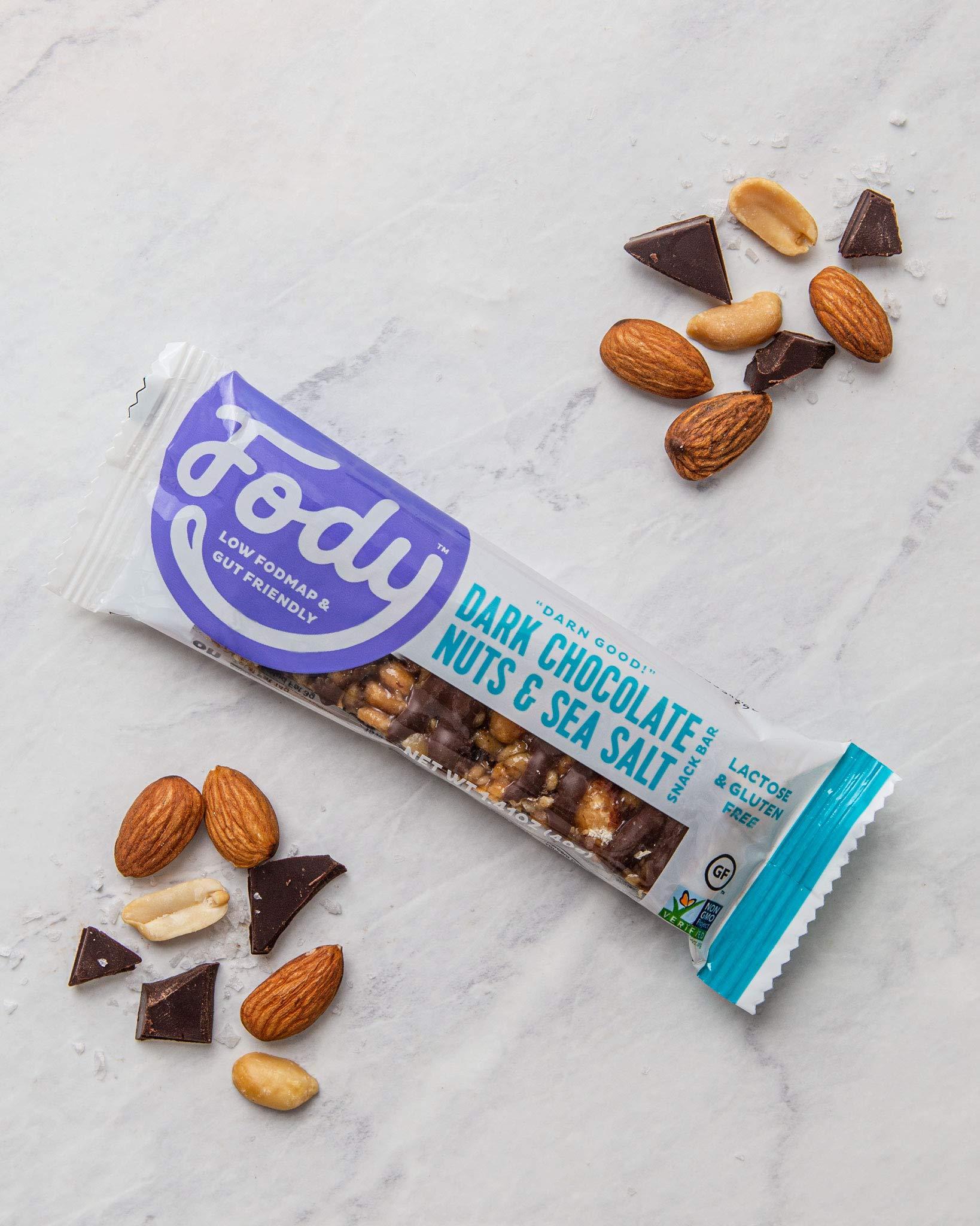 Fody Fody Foods Vegan Protein Nut Bars, Dark Chocolate Nuts and Sea Salt Flavor, 6g Protein per Bar, Low Fodmap Certified, Sensitive Recipe, Gut & IBS Friendly, 6 Count