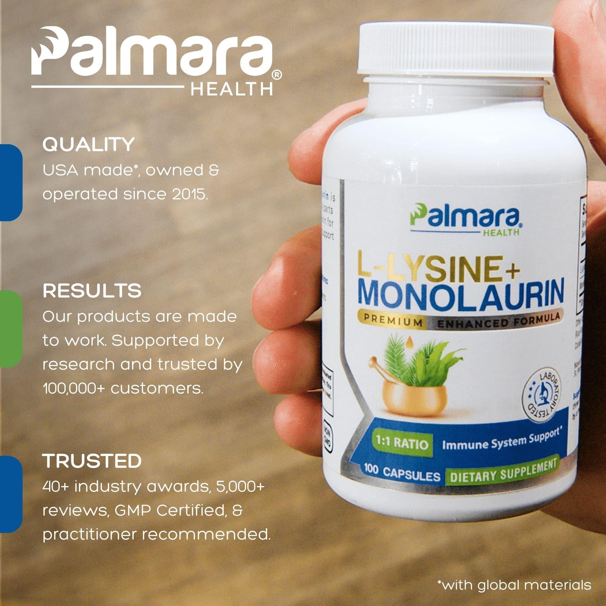 Palmara Health Palmara Health L-Lysine + Monolaurin 600mg 1:1 Ratio (2)