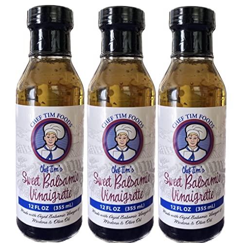 Chef Tim Foods Chef Tim's Sweet Balsamic Vinaigrette 12.7 oz. (Pack of 3) Salad Dressing & Marinade "Shake, Shake, Shake. Don't Refrigerate"