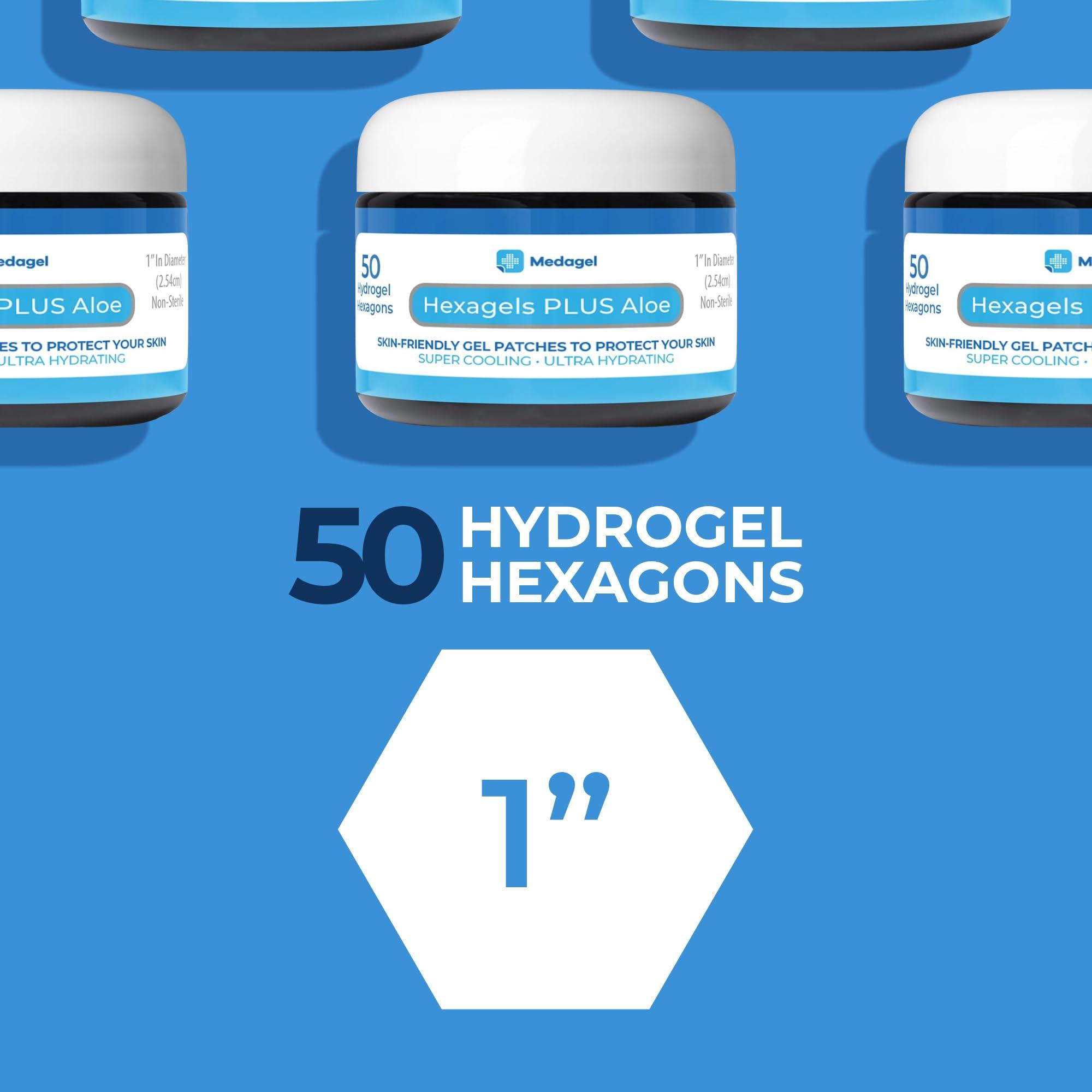 Medagel Medagel Hexagels Plus Aloe Vera - Hydrogel Pads Protection & Treatment | Blister Prevention | Instant Cooling and Soothing Relief of Skin Irritations | 50ct Hexagon Pads (Original Formula)