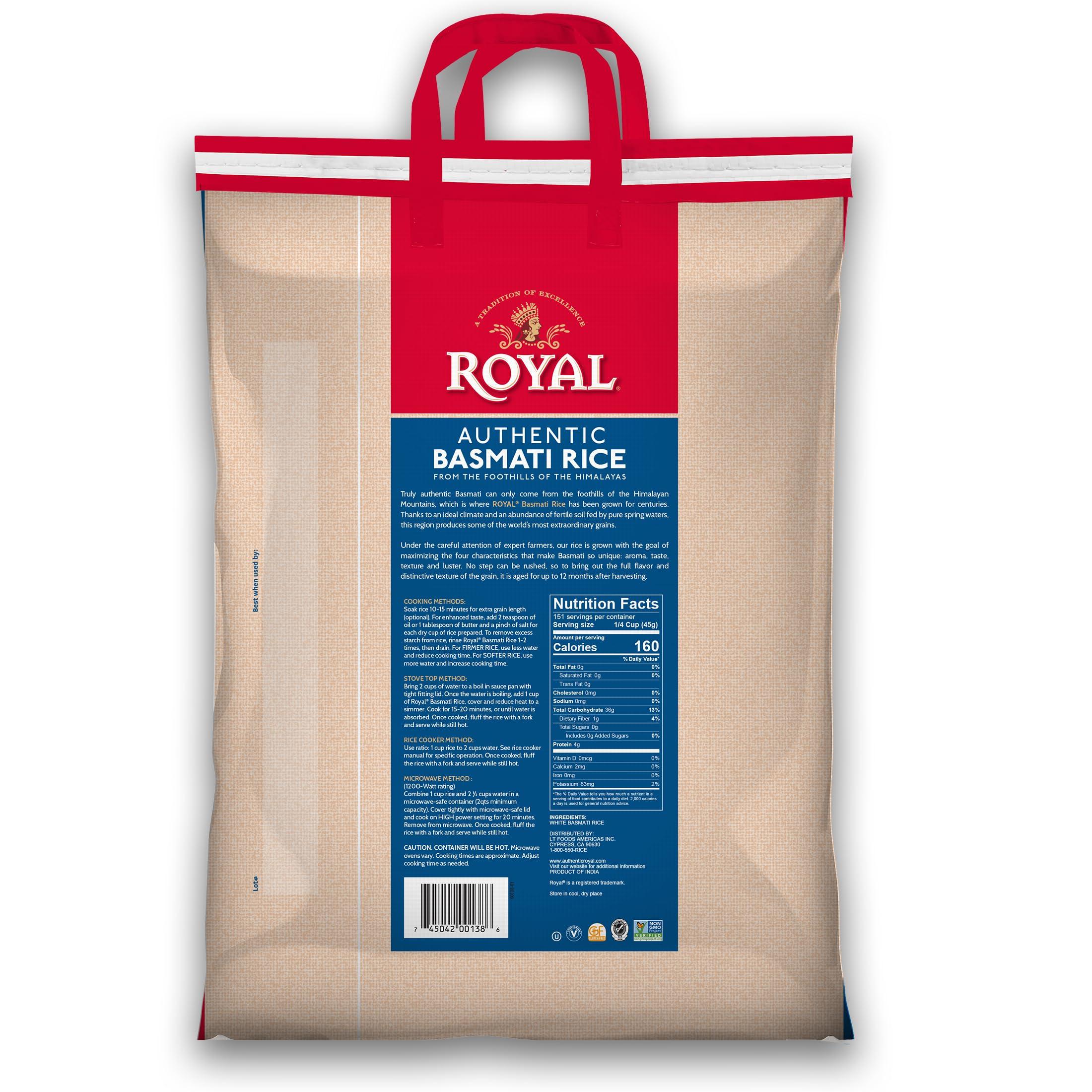 Authentic Royal Authentic Royal Basmati Rice, 15 Pound Bag, White