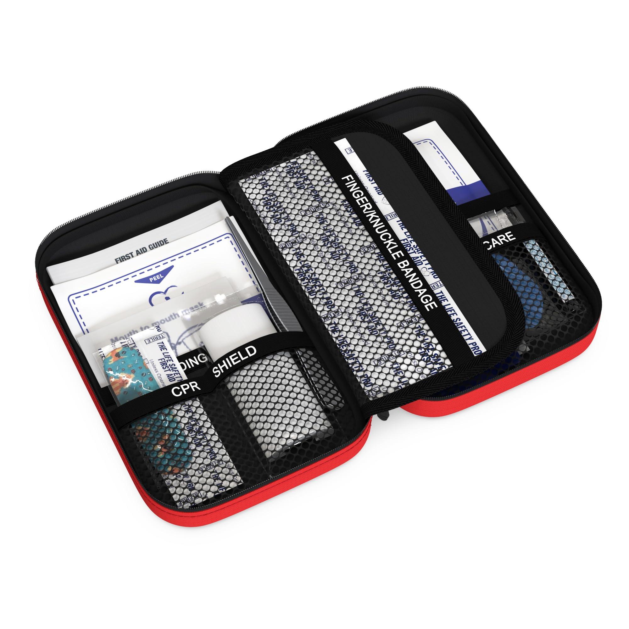 The Life Safety Pro Small, First Aid and CPR Kit for children, toddler, and kids. Large Variety of Bandages to fit your childs injuries. Perfect travel first aid kit, Diaper Bag, Backpack, Car, and More. Quick and Effect