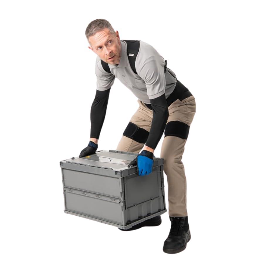 Mediaid Mediaid Textile Exoskeleton Suits for Industrial Labor, Farming and Heavy Lifting l Full-Body Posture Support for Men & Women (Top Medium/Bottom Medium), Black