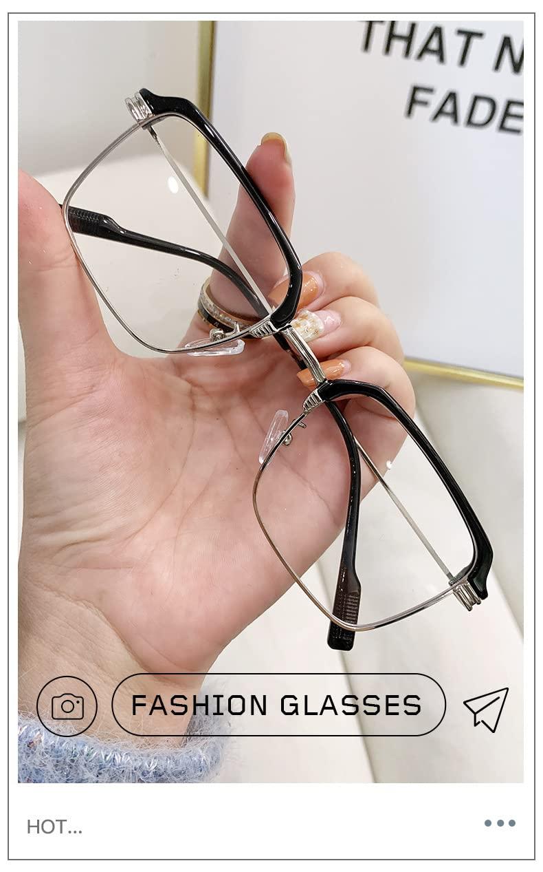HDTVTV HDTVTV Blue Light Blocking Anti UV Computer Readers Oversized Classic Reading Glasses Square Flat Light Mirror Eyewear (Color : Clear, Size : +1.00)