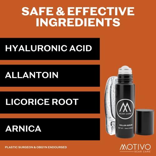 Motivo Scar Care Motivo Advanced Scar Care Bundle: Scar Tape & Roller Serum (10ml) | Water & Sweat Resistant, Long-Lasting, Suitable for All Skin Types | Ideal for Surgical, C-Section, Trauma, & Acne Scars | Espresso
