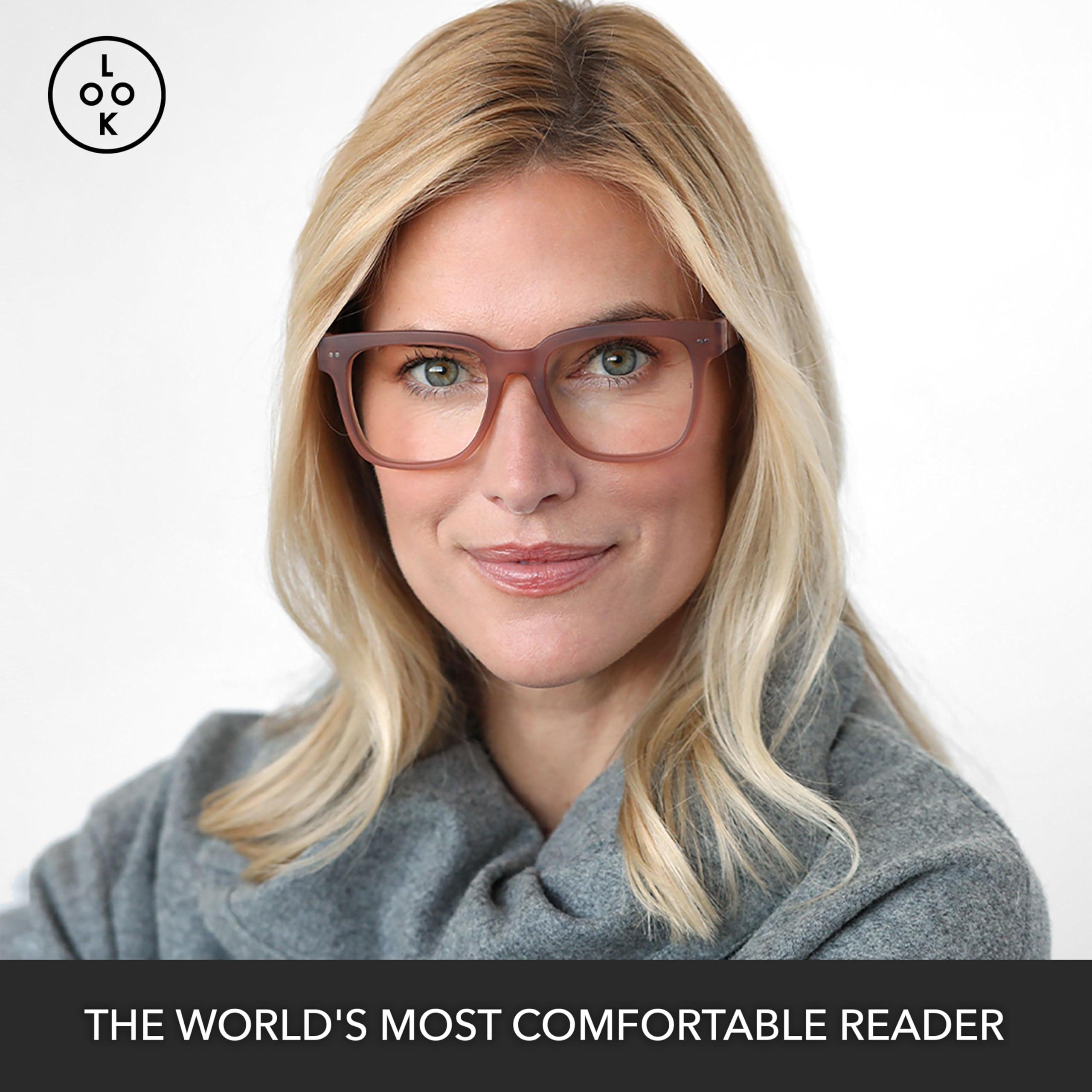 LOOK OPTIC LOOK OPTIC Laurel Progressive Reader - Stylish Unisex Reading Glasses, Prescription-Quality (Full Magnification) (3, Champagne)