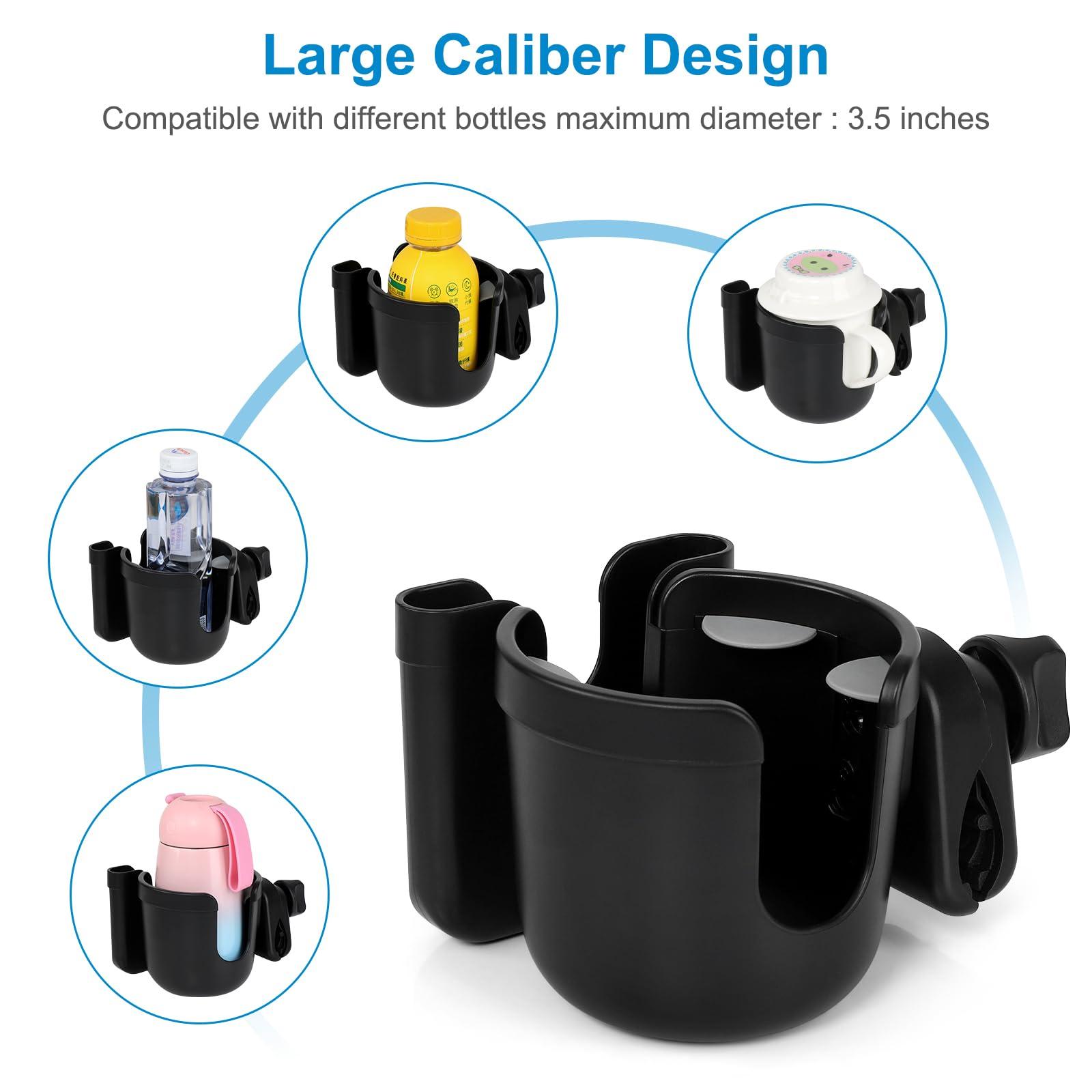 Accmor Accmor 2-in-1 Walker Cup Holder with Phone Holder, Wheelchair Cup Holder, Rollator Cup Holder, Cup and Phone Holder for Walker, Wheelchair, Rollator, Mobility Scooter, Black, 2 Pack