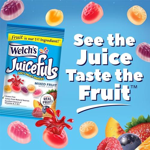 Welch\'s Welch\'s Juicefuls Juicy Fruit Snacks, Mixed Fruit, Fruit Gushers, Perfect for School Lunches,Bulk Pack, Gluten Free, Individual Single Serve Bags, 1 oz (Pack of 48)