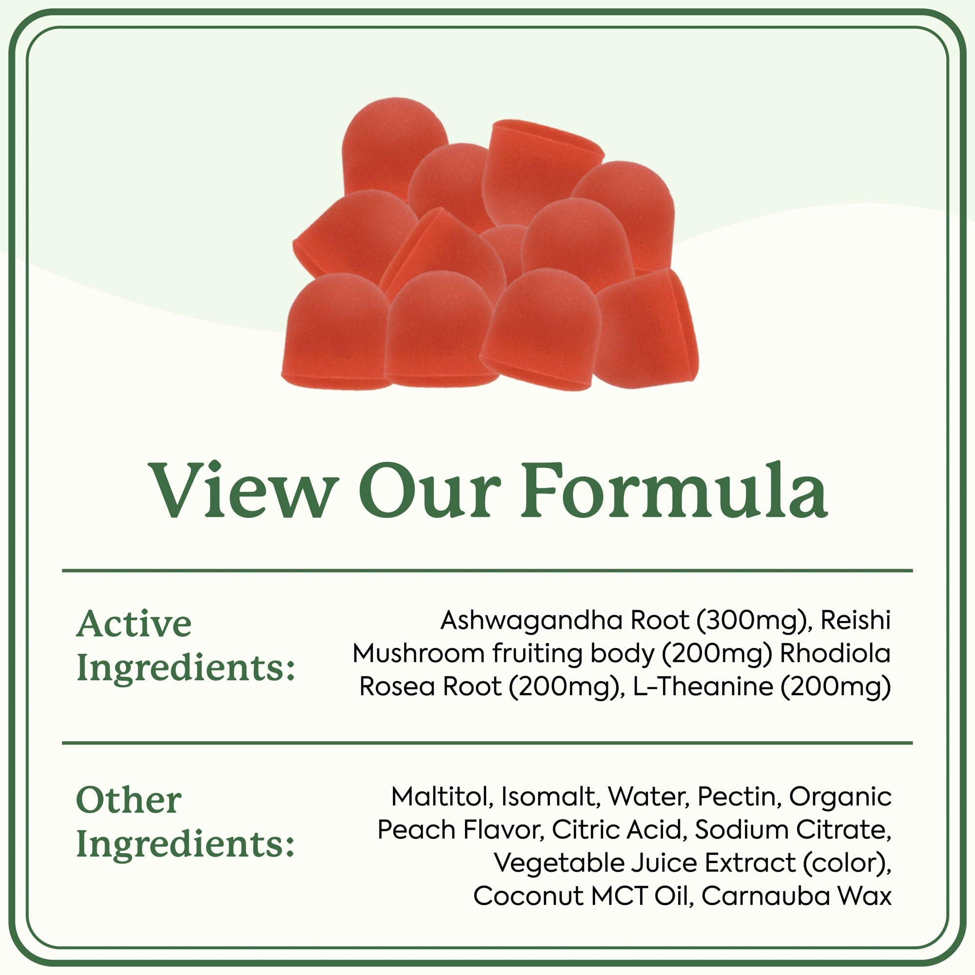 Plant People Plant People WonderCalm Mushroom Gummies - Natural Ashwagandha Supplement to Ease Stress & Boost Mood for Adults without Sugar, Gluten or Artificial Colors, Vegan-Friendly, Peach Flavor, 60 Count