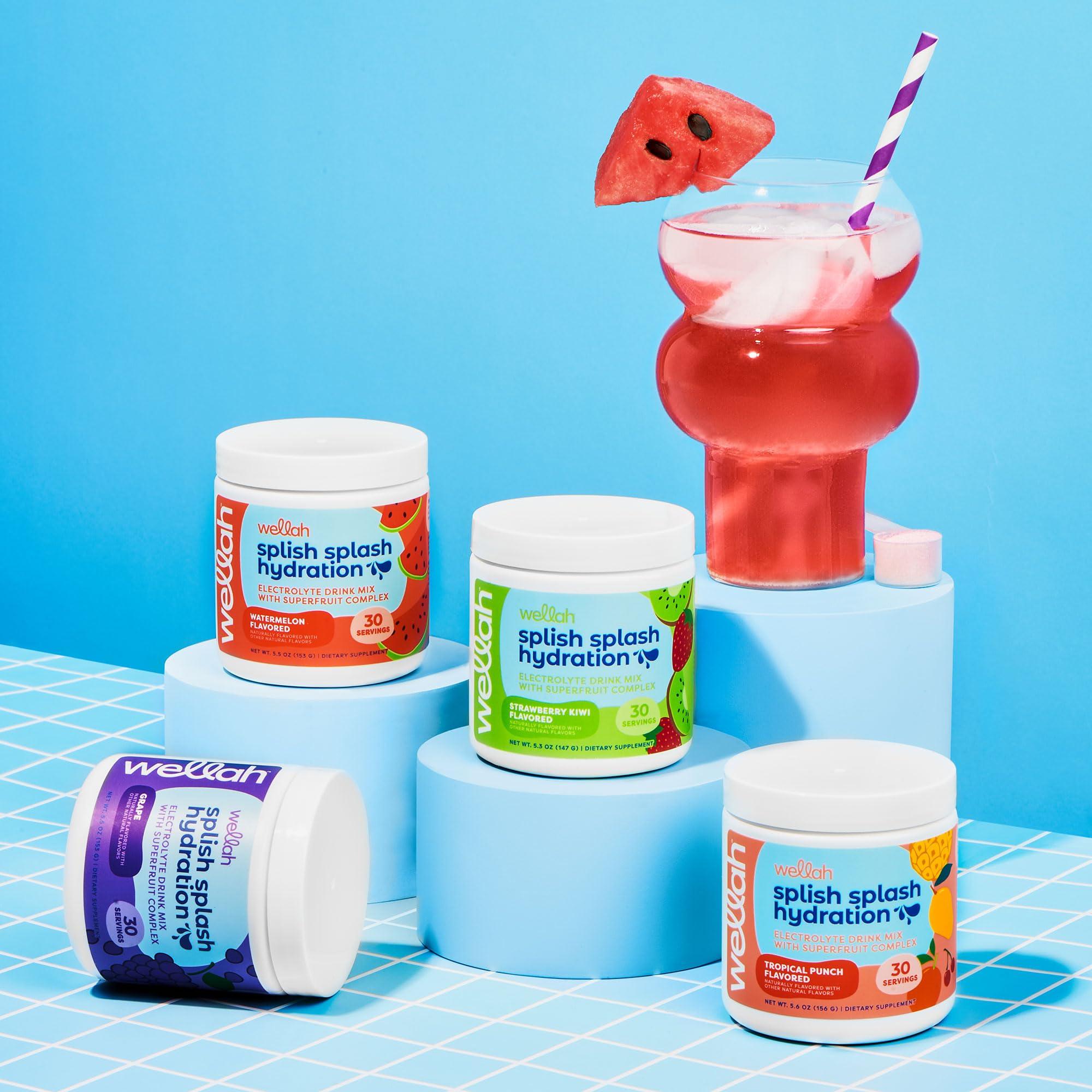 Wellah Wellah Splish Splash Hydration Electrolyte Drink Mix (Strawberry Kiwi Flavored, 30 Servings)