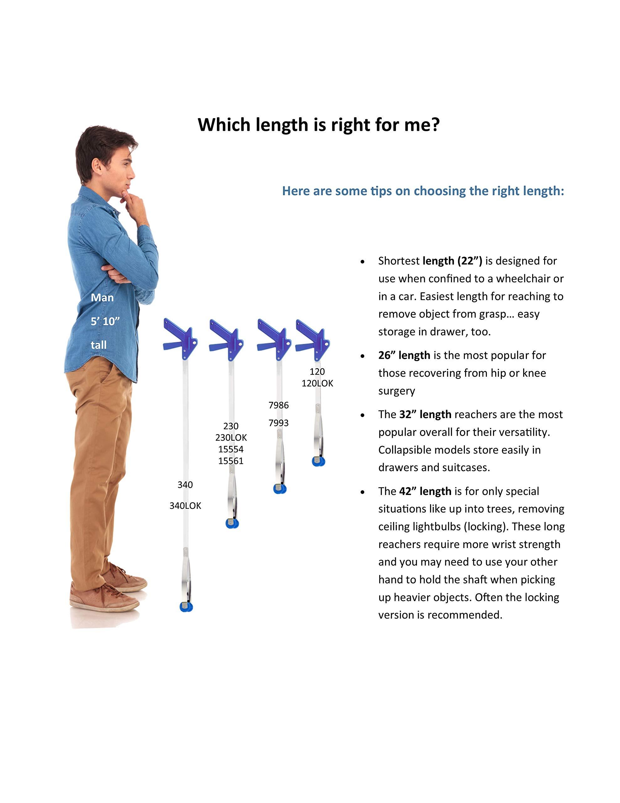 ArcMate ArcMate 32\" EZ Reacher Pro Plus Grabber Reacher with Thumb Lock, 6 lb. Capacity, 4.5\" Wide Fingers, 90 Degree Swivel, Heat Resistant Silicone Tips - Grabber Tool for Elderly, Post Op, Accessibility