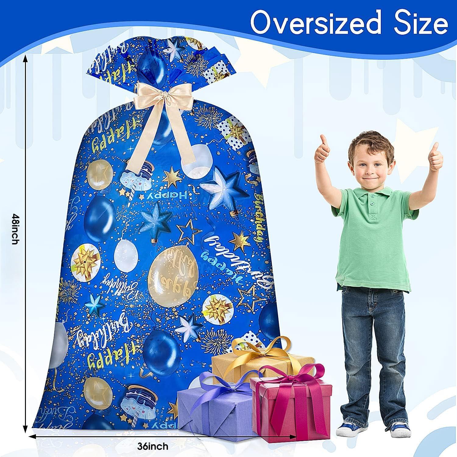 BWLOIES BWLOIES Jumbo Extra Large Gift Bags Oversized Giant Huge Gift Bags Big XXL Large Present Bag Bithday Gift Wrap Wrapping Bags for Boy Child Kids,Plastic Birthday Bag Bike Gift Bag (48inch 2 Pack)