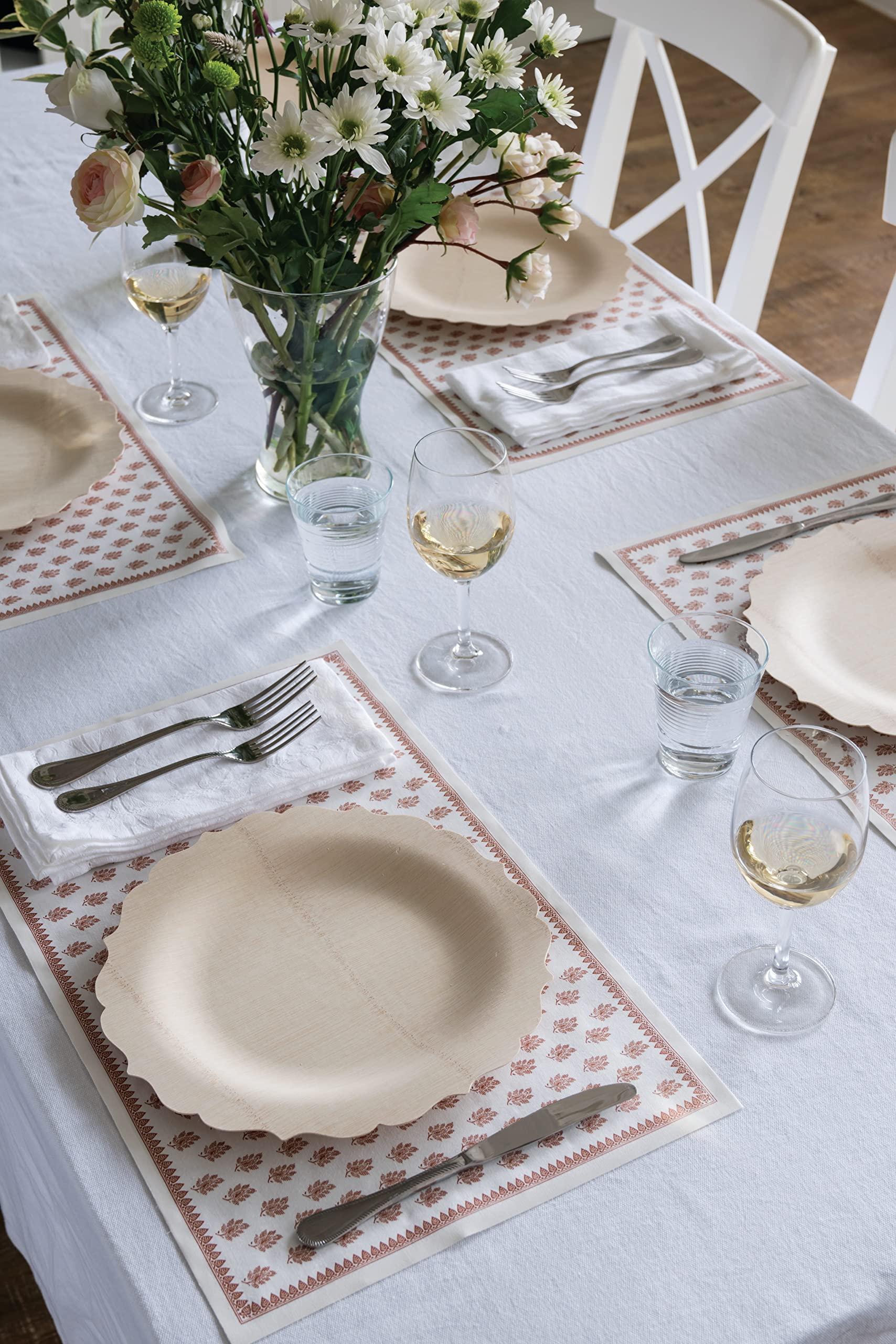 Bambu Bambu Pack of 25-9 Inch Disposable Bamboo Plates Fancy, Biodegradable Eco Friendly Products, Bamboo Disposable Plates for Party, Weddings, and Events, Great For Any Occasion, Compostable Plates