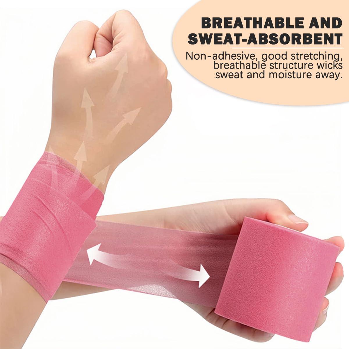 UPIQNG UPIQNG 4Pcs Foam Underwrap Tape Athletic Foam Tape Wrists Knees Ankles Hands Breathable Sponge Bandage Sports Pre Wrap,30Yards