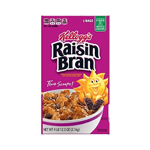 Raisin Bran Kellogg's Raisin Bran, Breakfast Cereal, Original, Excellent Source of Fiber, 76.5 oz Box (2 Bags)