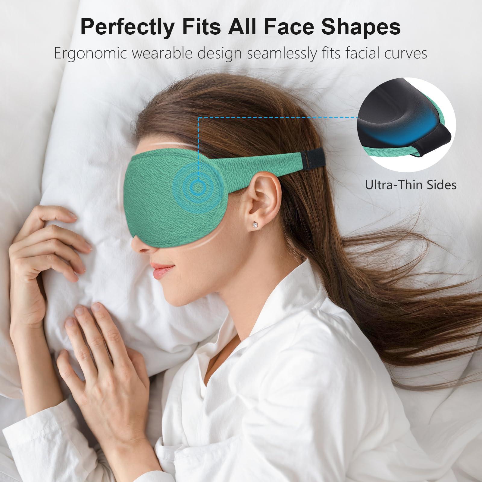Gritin Gritin 100% Blackout Sleep Eye Mask for Women Men,Zero Eye Pressure Sleeping Mask-Ergonomic Design 3D Cutout Eye Movement and Eyelash Friendly Night Blindfold,Ultra Soft&Comfortable for Sleeping-Cyan