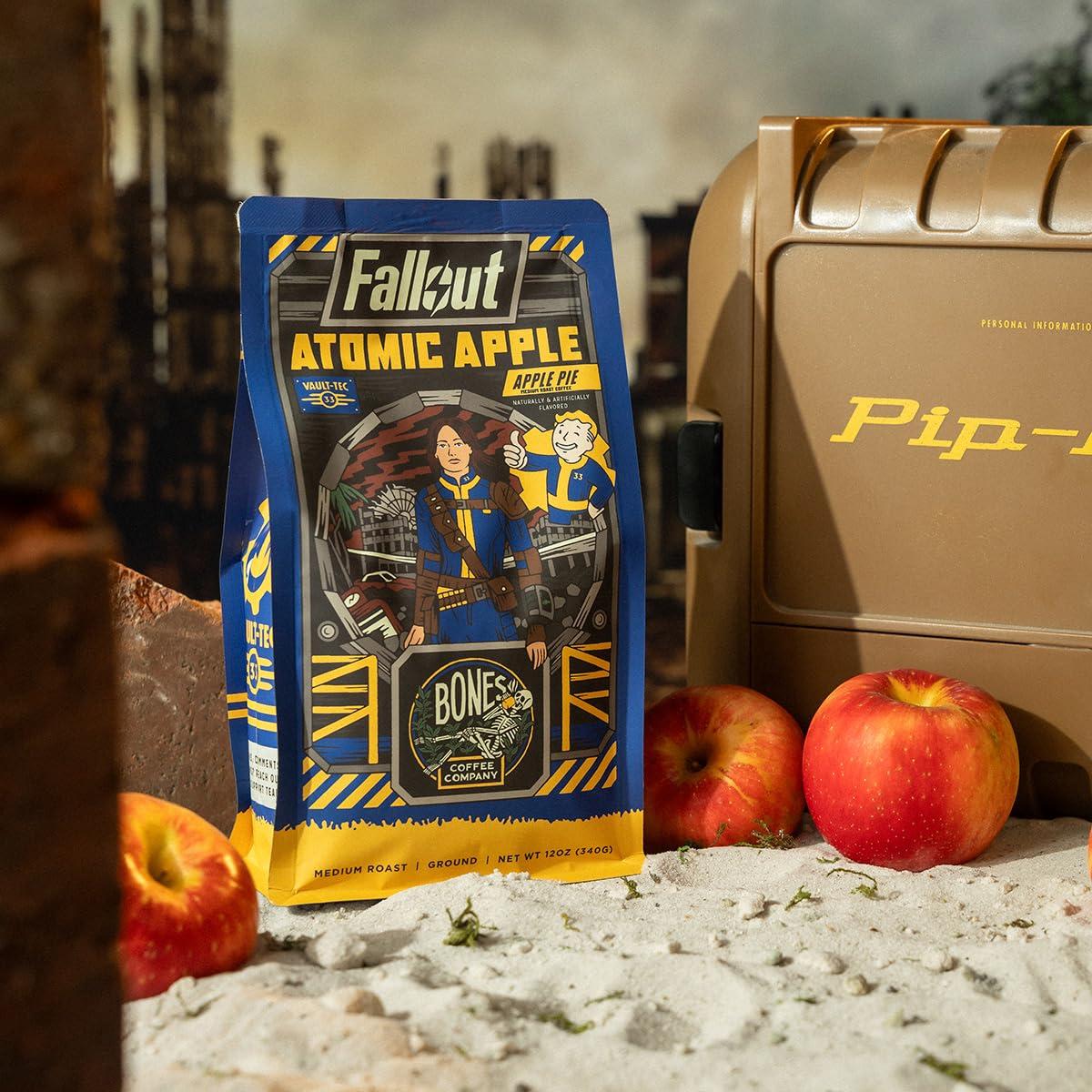 Bones Coffee Company Bones Coffee Company Fallout Atomic Apple Flavored Coffee Beans, Medium Roast Ground Coffee Low Acid, Apple Pie Flavor (12 oz)