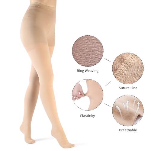 VARCOH VARCOH Compression Socks for Women, Compression Tights, Compression Leggings for Women, Medical Compression Stockings Best for DVT, Pregnancy, Varicose Veins, Relief Shin Splints, Edema (Beige,Medium)