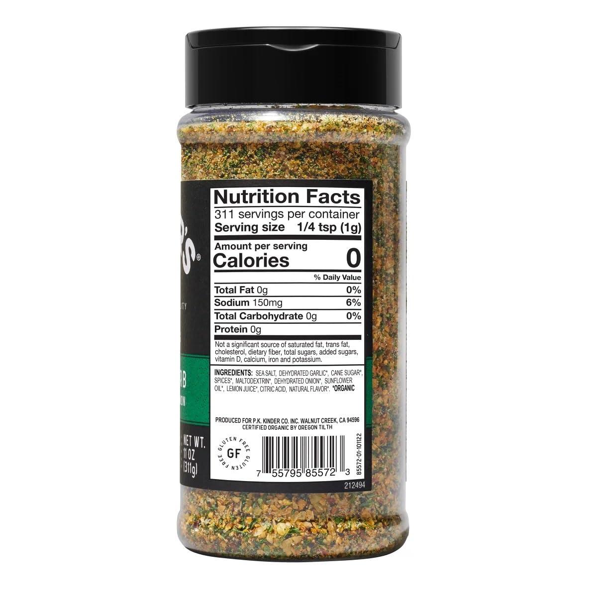 KINDER'S Kinder's Organic Garlic & Herb with Sea Salt & Lemon Seasoning, 11 Ounce