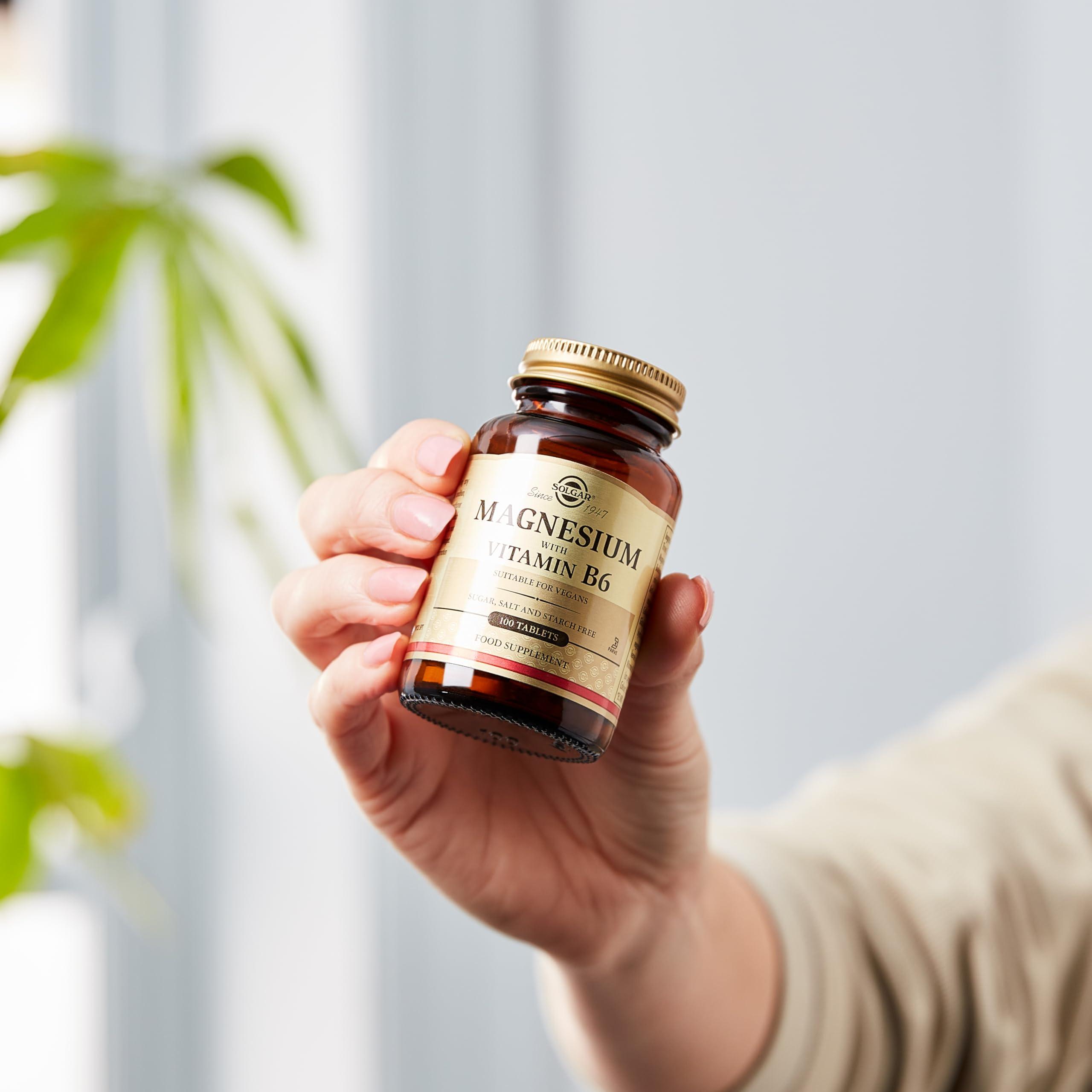 Solgar Solgar Magnesium with Vitamin B6 - 100 Tablets - Promotes Healthy Bone Mineralization, Supports Nerve & Muscle Function - Non-GMO, Gluten Free, Dairy Free, Kosher - 33 Servings