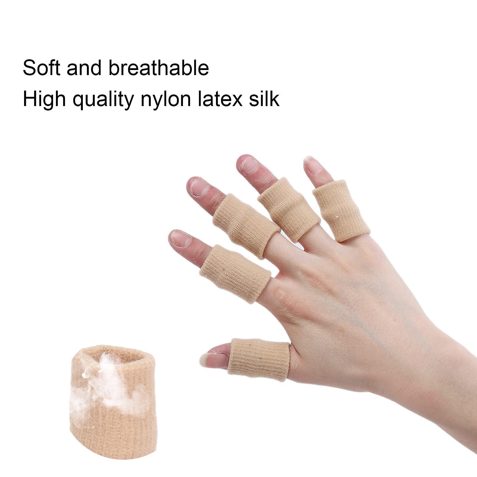 ZJchao 10Pcs Sport Basketball Trigger Finger Splint, Finger Protector Support Sleeves for Trigger Finger, Hand Eczema, Finger Cracking, Finger Arthritis (Skin)