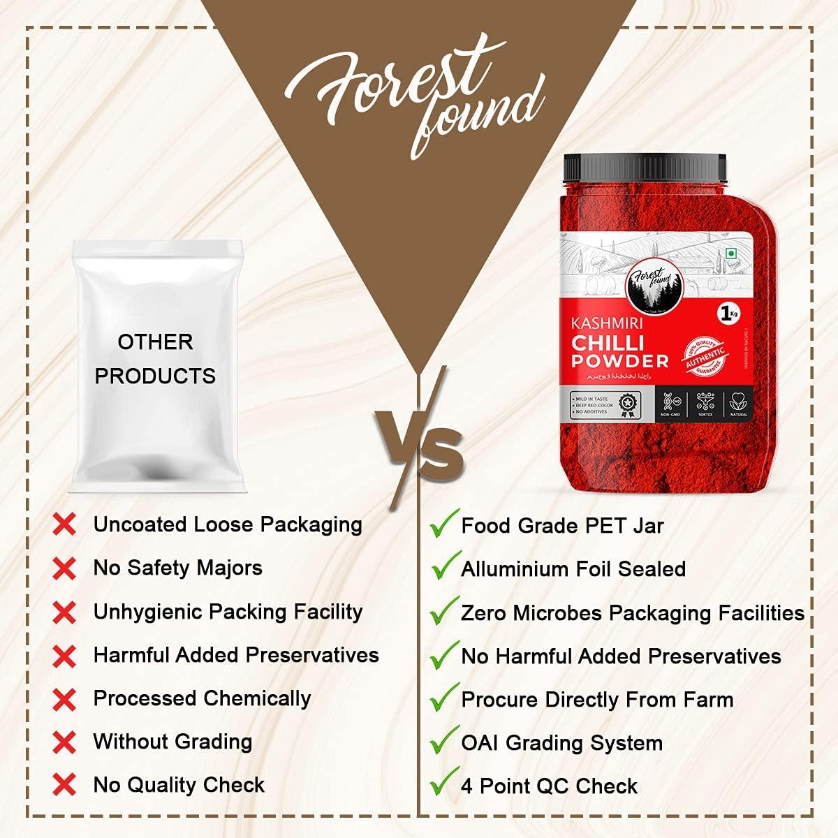 deal deal Kashmiri Red Chilli Powder | Lal Mirch |Pure and Ready to Use | 100% Authentic,Mild,Deep Red Color (1kg)