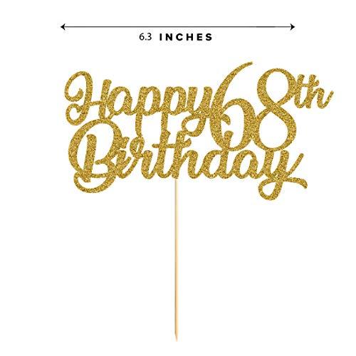 MAGJUCHE 68th Birthday Cake Topper, Gold Glitter Cheers To 68 Years Party Decoration, Supply