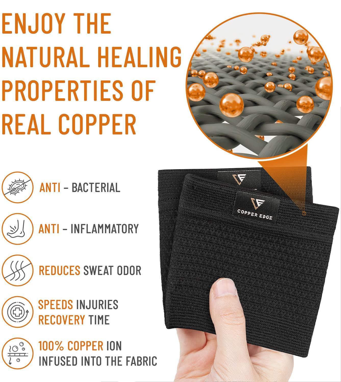 Copper Edge Copper Edge Copper Arch Support for Plantar Fasciitis. 2 Half Socks/Sleeve Compression Brace for Women and Men. Orthotics Feet Pain Aid Fit for Flat/High/Fallen Arches (Copper Arch Black)