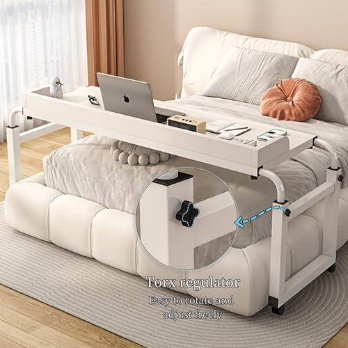 ZAIHW Overbed Table with Wheels - Adjustable Height Computer Desk for Bed