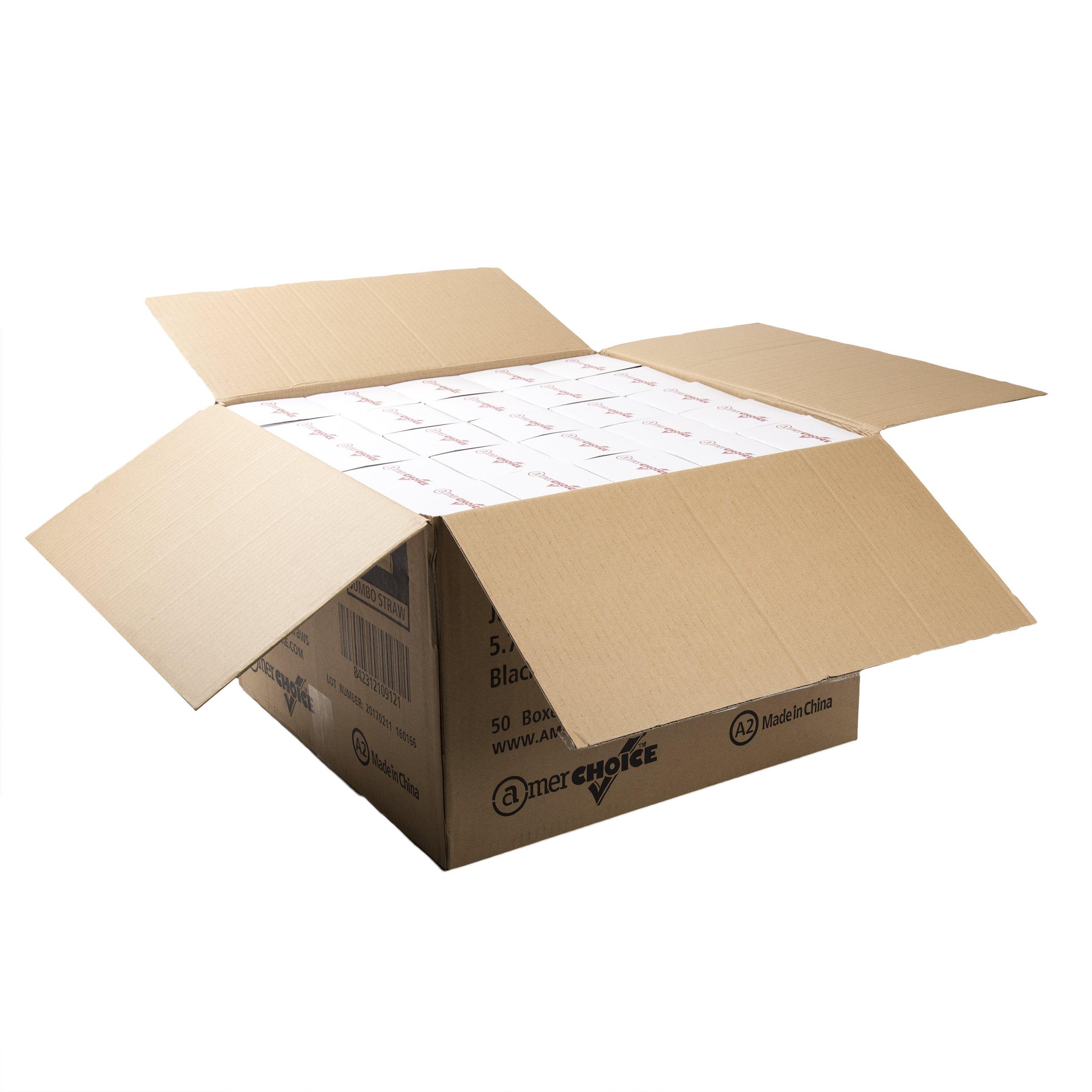 AmerCare AmerCare 5.75 Inch Jumbo Black Unwrapped Straws, Case of 12,500