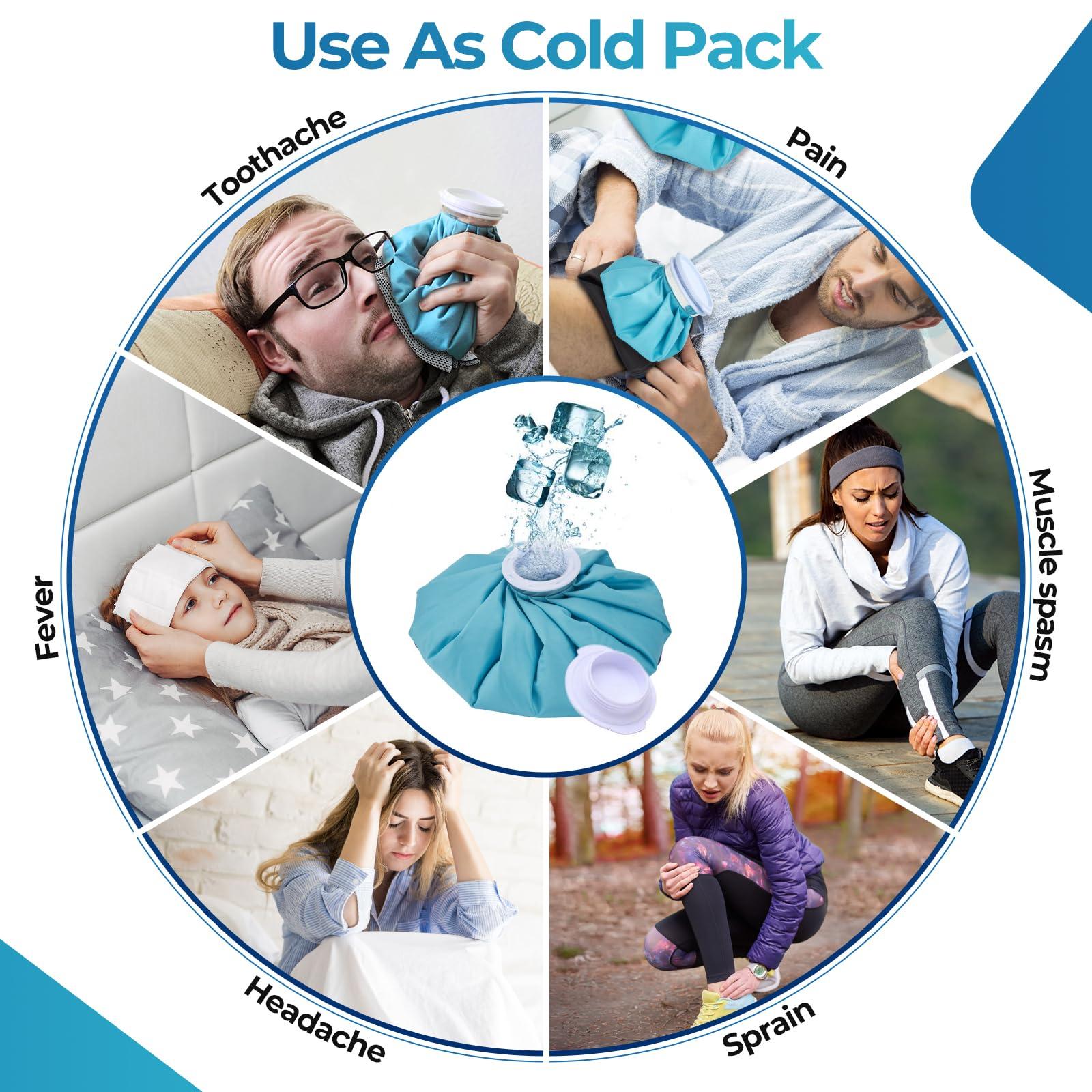 Ohuhu Ice Pack for Injuries Reusable: Ohuhu 3 Packs Ice Cold Packs Ice Bag Hot Water Hot & Cold Therapy Pain Relief for Knee Leg Injury No-Leak Breathable Waterproof Ice Bags 3 Sizes 6\"/9\"/11\", Light Blue