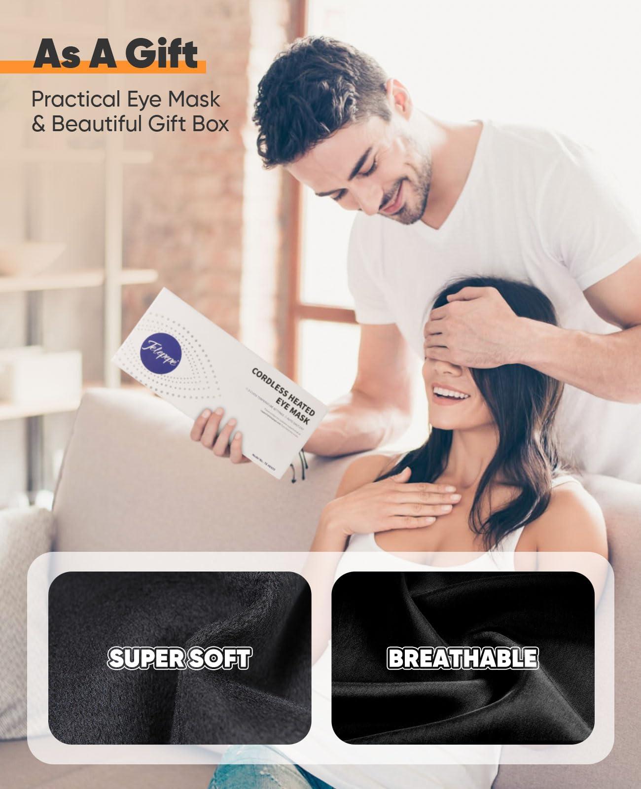 Telepepe Heated Eye Mask for Dry Eyes, Cordless Warm Eye Compress, Blepharitis, Styes, 1000mAh, Washable Cover, Gifts for Family and Friends, Travel (Purple)