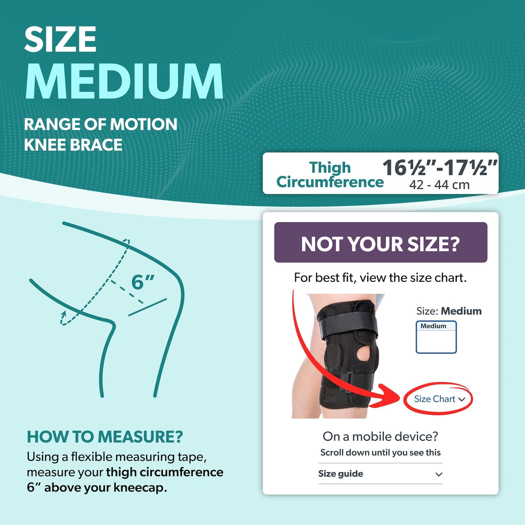 BraceAbility BraceAbility Torn Meniscus ROM Knee Brace - Hinged Post Surgery Support with Flexion Extension Control for Hyperextension and Locking Treatment, Ligament PCL or ACL Tears, Osteoarthritis Relief (M)