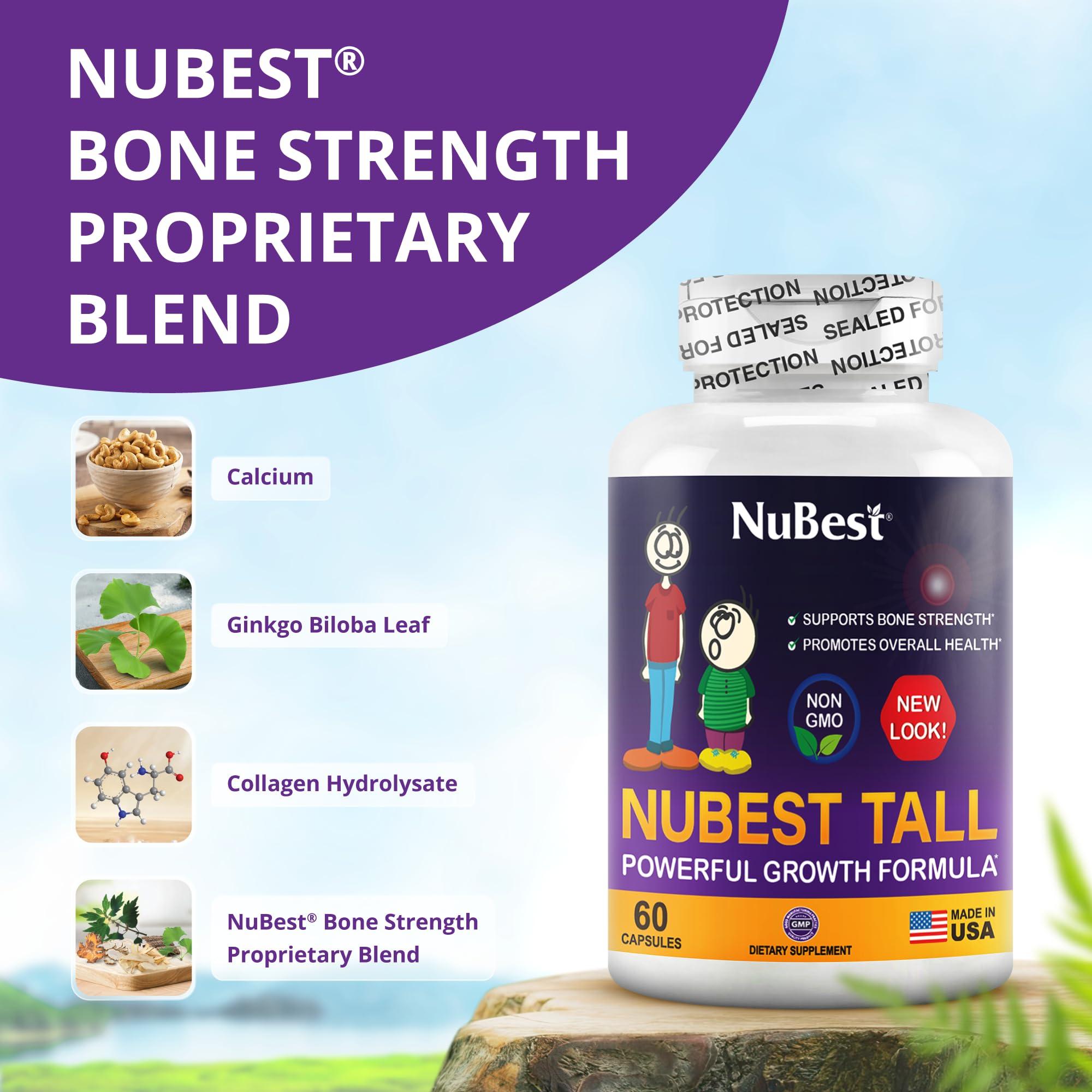 NuBest NuBest Tall - Powerful Formula for Strong Bones, Immunity & Healthy Development with Calcium, Collagen & Herbs - for Children (5+) & Teens Who Don’t Drink Milk Daily - 2 Pack | 2 Months Supply