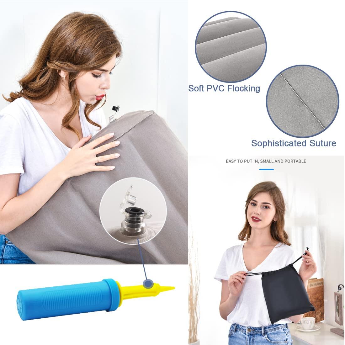 VOPHIA VOPHIA Inflatable Wedge Pillow - Lightweight & Portable Travel Wedge Pillow for Sleeping, Reading,Post Surgery&Leg Elevation - Triangle Pillow with Washable Cover Sleep Wedge Pillow (Grey)